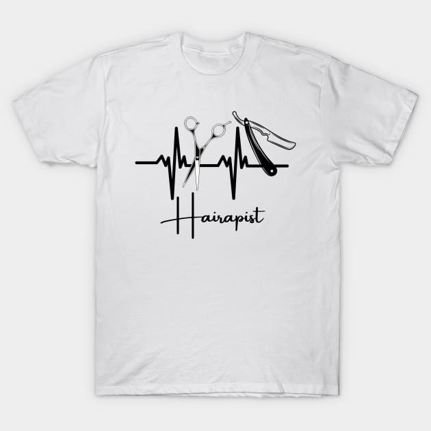 Hairapist Heartbeat Funny Hairstylist, Hairdresser Lover T-Shirt by JustBeSatisfied